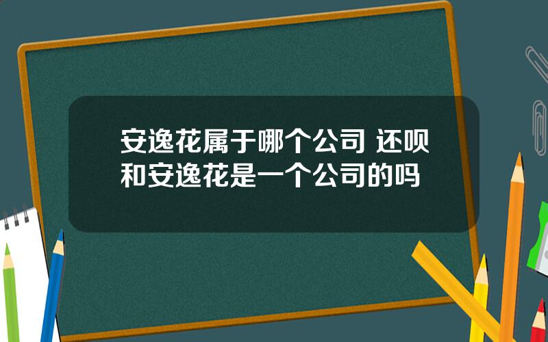 安逸花属于哪个公司 还呗和安逸花是一个公司的吗